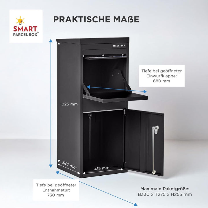 SMART PARCEL BOX Paketbox draussen, Standbriefkasten mit Paketfach, Paketbriefkasten XXL, grosse Pos