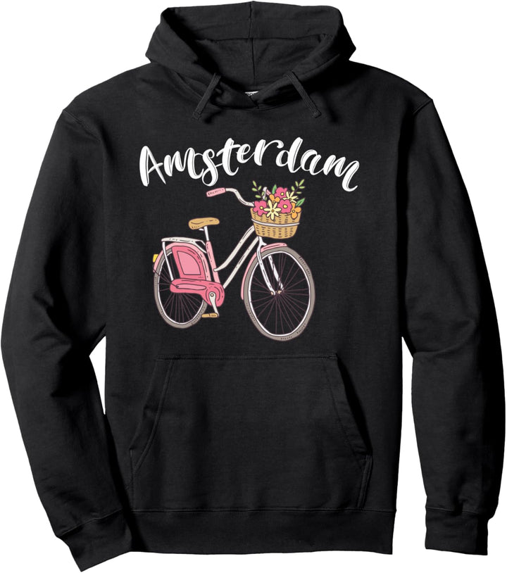 Amsterdam Fahrrad Stadt Retro Radfahren Pullover Hoodie