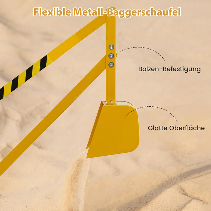 COSTWAY Sitzbagger 360° drehbar, Bagger zum Draufsitzen Metall mit Schaufel & 2-Hand Steuerung, Sand