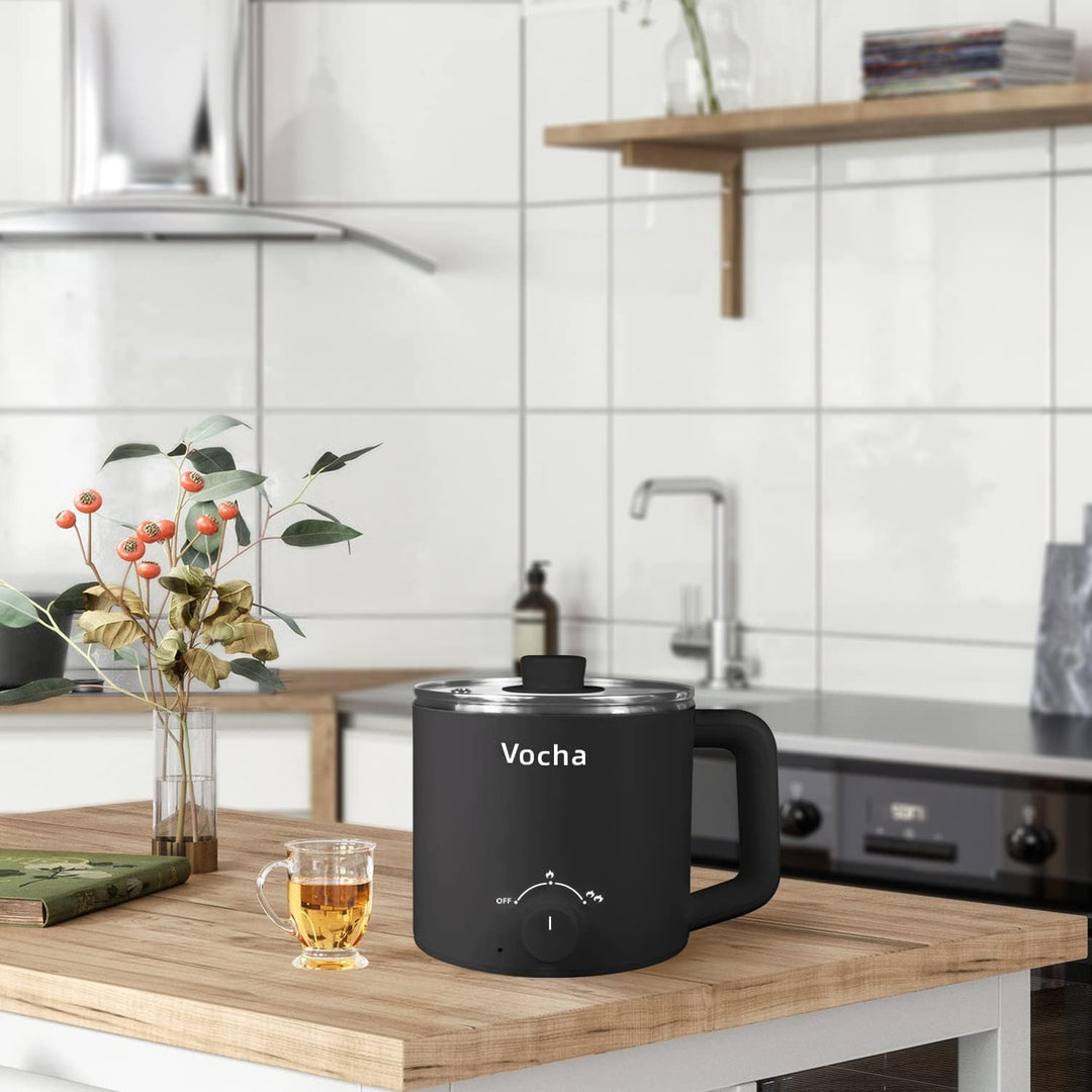 Vocha Elektrische Hot Pot Topf, 1.6L Kleiner Elektrischer Kochtopf, Tragbare Schneller Nudelkocher,