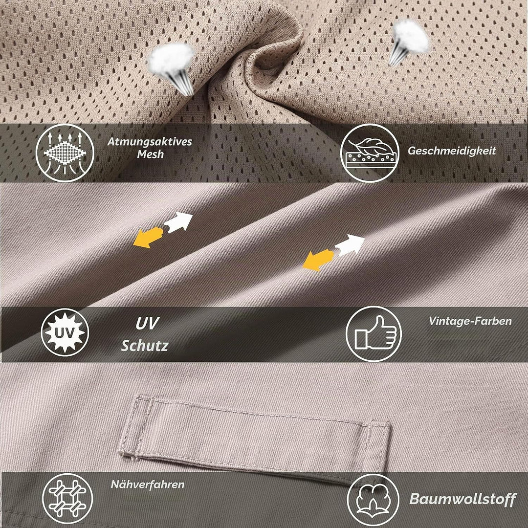 MeiLayM Herren Outdoor Weste Anglerweste mit Multi-Taschened Sommer Freizeit Baumwolle Weste Hundewe