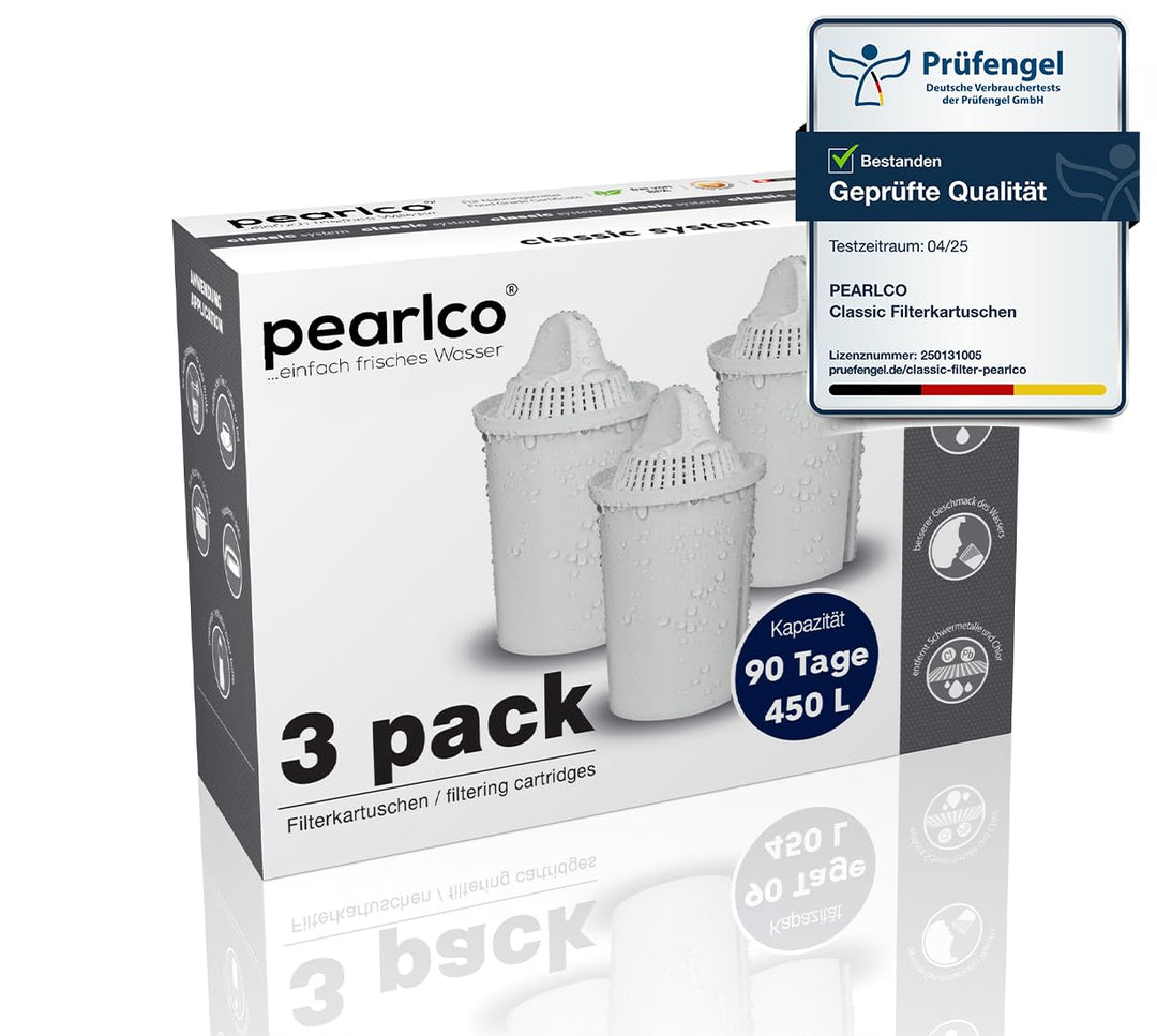 PearlCo - classic Pack 3 Filterkartuschen - passt in Brita Classic Standard Kartusche 3er Pack, Stan