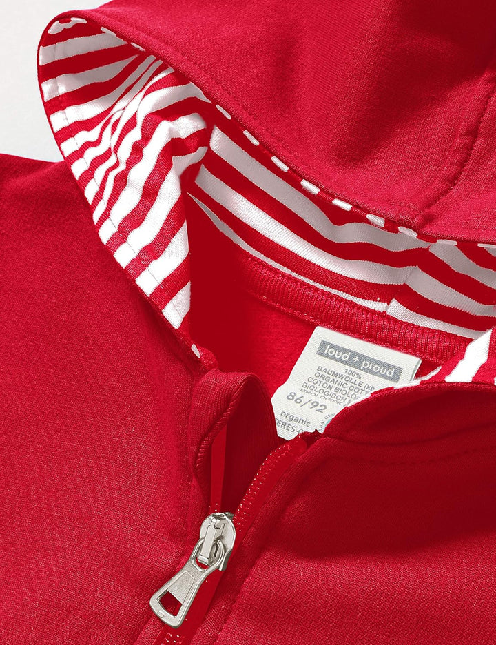 loud + proud Unisex Kinder Kapuzenjacke, Gots Zertifiziert Jacke 50-56 Tomato, 50-56 Tomato