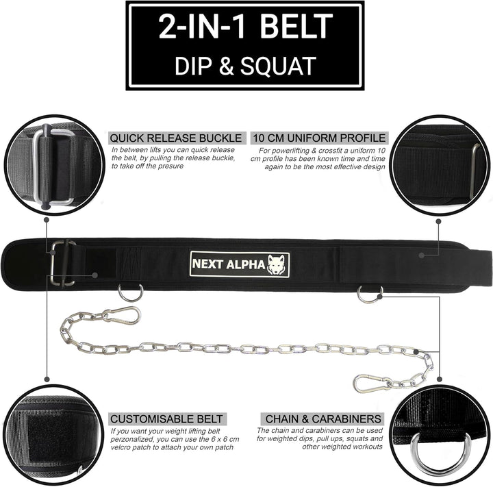 Gewichthebergürtel & Dip Gürtel-Kombination - Custom Weight Lifting Belt für Herren und Damen - Selb