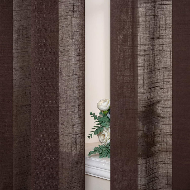 MIULEE 2er Set Voile Vorhang Sheer Leinenvorhang mit Ösen Transparente Leinen Optik Gardine Ösenscha