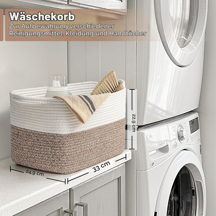 TIMEYARD Aufbewahrungskorb, Wäschekorb Klein, Korb Geflochten, Wäschekorb Kinderzimmer, Wäschesammle