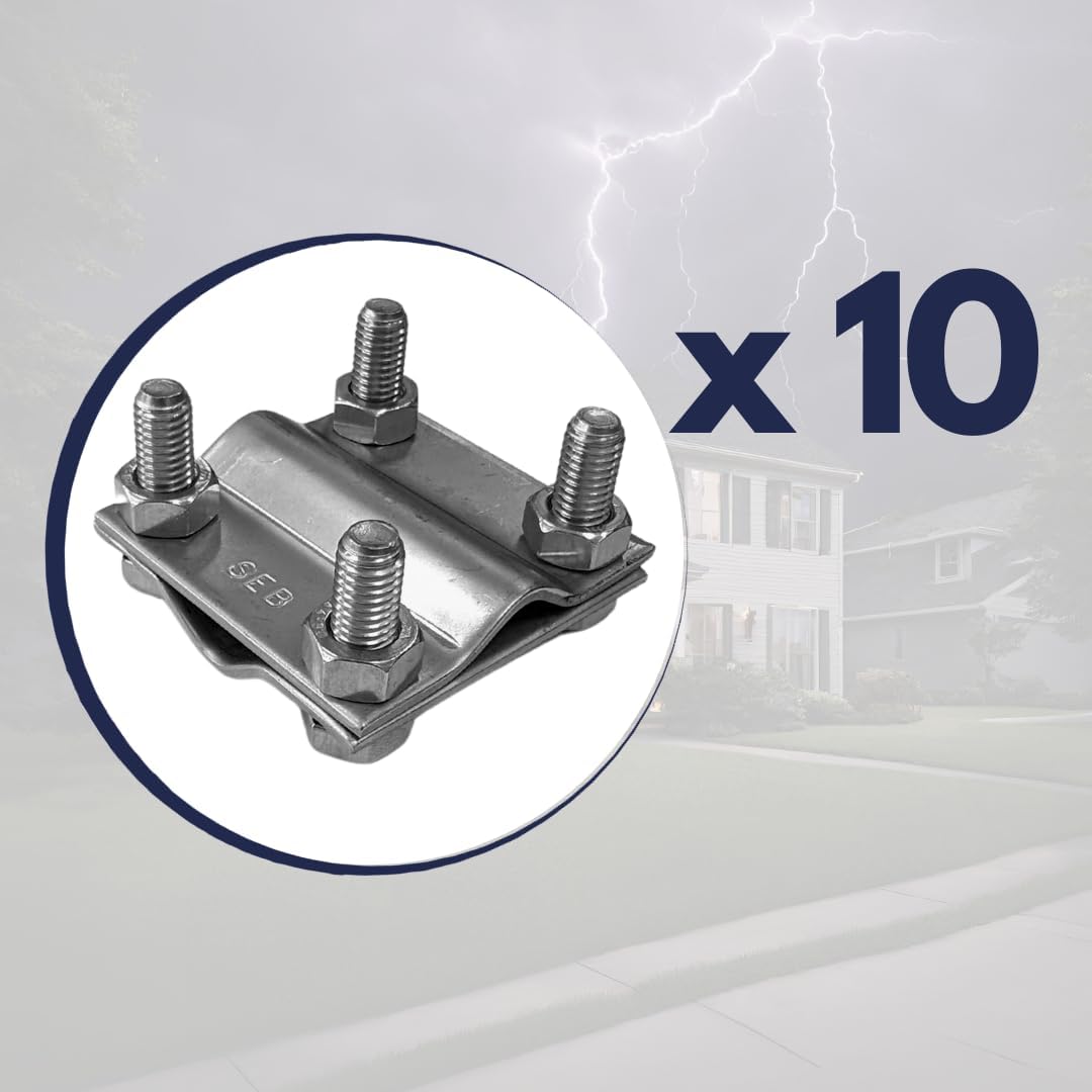 10 X Kreuzverbinder V4A | für Erdungsband bis 30 mm und Rundleiter bis Ø 10 mm | Schrauben M8