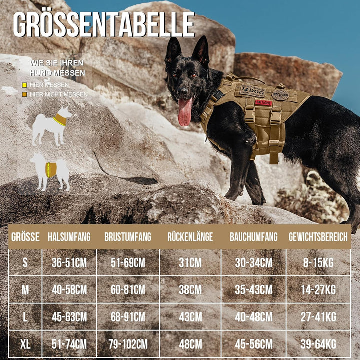 OneTigris Hundegeschirr, X Destroyer Taktisches Geschirr Hund 3 Griffe Heavy Duty Hundeweste mit Met