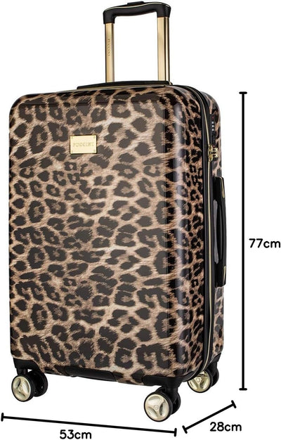 Koffer Reisekoffer Hartschalen Trolly Puccini® Beverly Hills (Leopard Beige 6, Mittelgross) Leopard