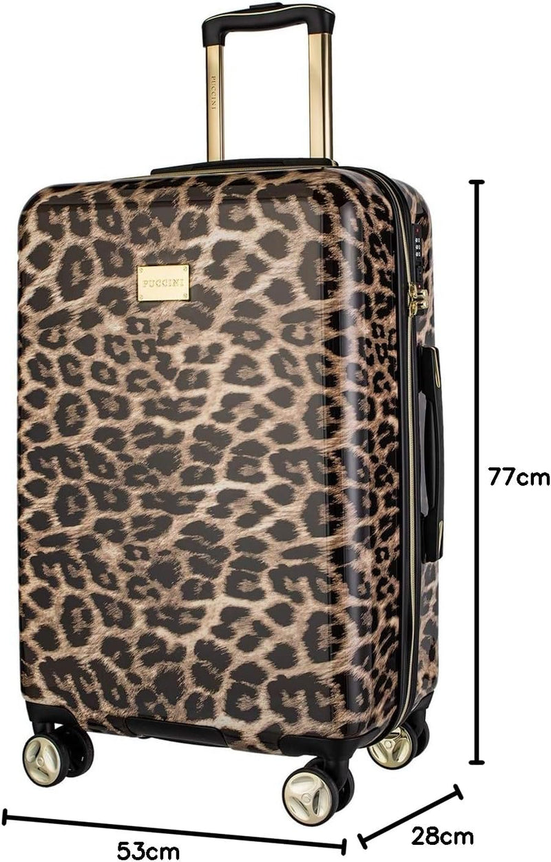 Koffer Reisekoffer Hartschalen Trolly Puccini® Beverly Hills (Leopard Beige 6, Mittelgross) Leopard