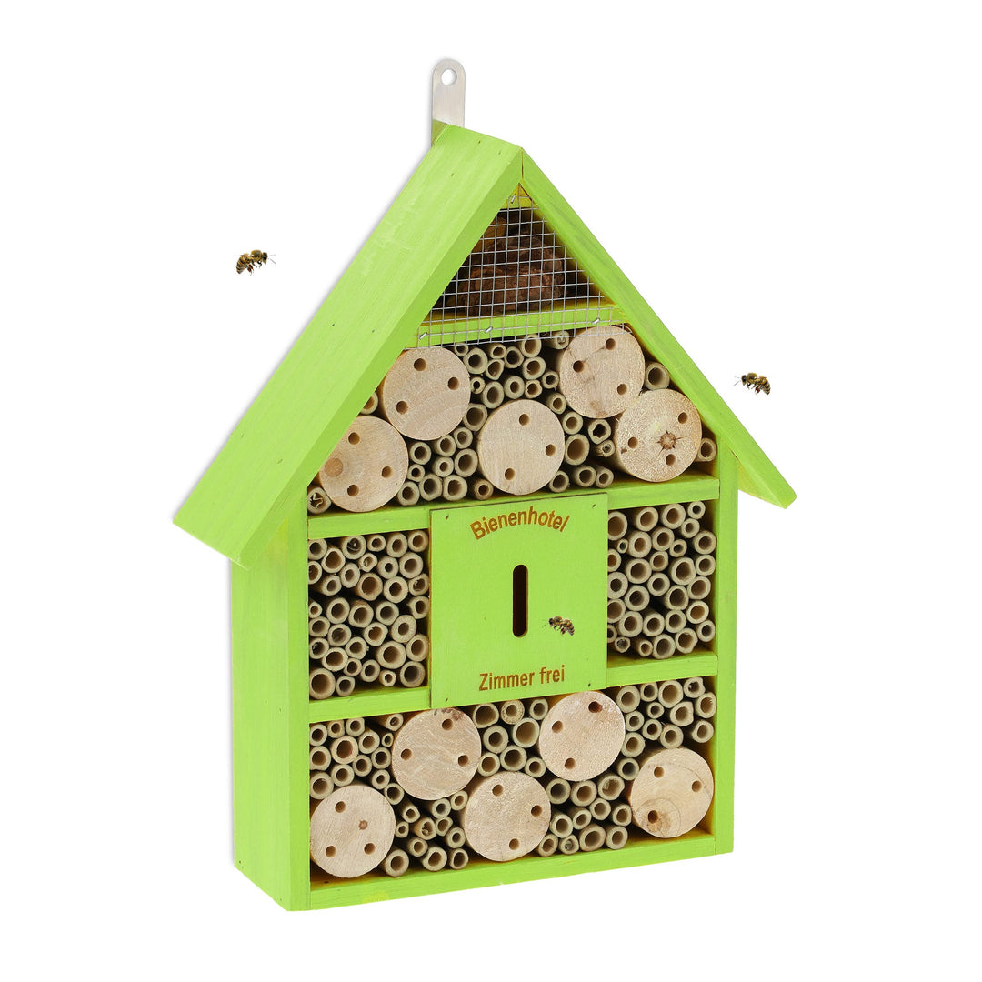 Relaxdays Bienenhotel, Nisthilfe Wildbienen, Garten, Balkon, Insektenhotel zum Aufhängen, Holz, HBT