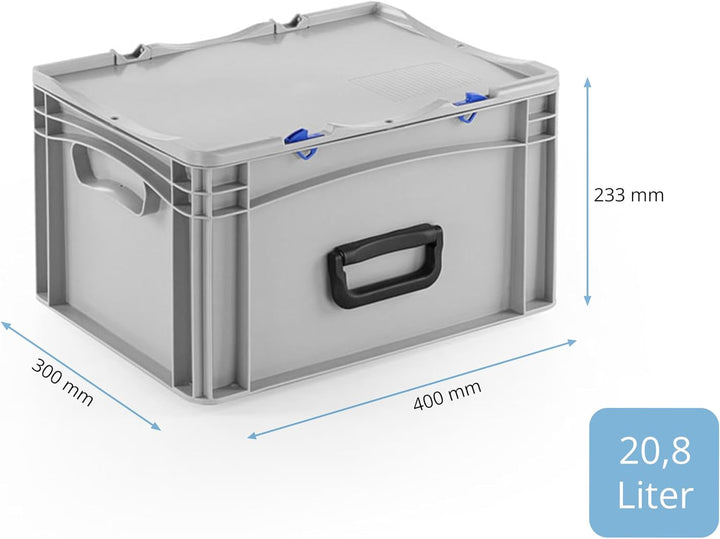 DIE BOX FABRIK Transportkoffer mit Tragegriff | Kunststoffkoffer zum Lagern und Transportieren | Wer