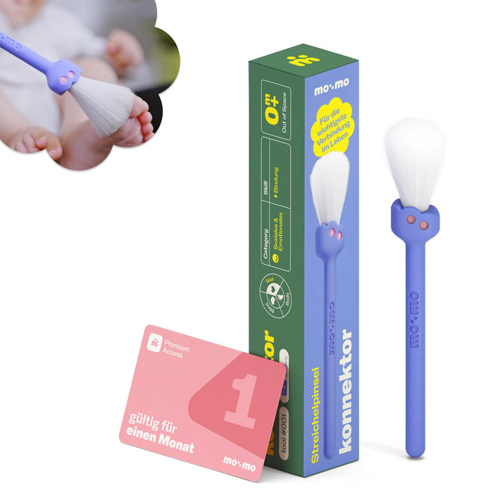 mo:mo Babypinsel &amp; Streichelpinsel Blau – Baby Erstausstattung Neugeborene – Sanfte Babybürste &amp; Sen