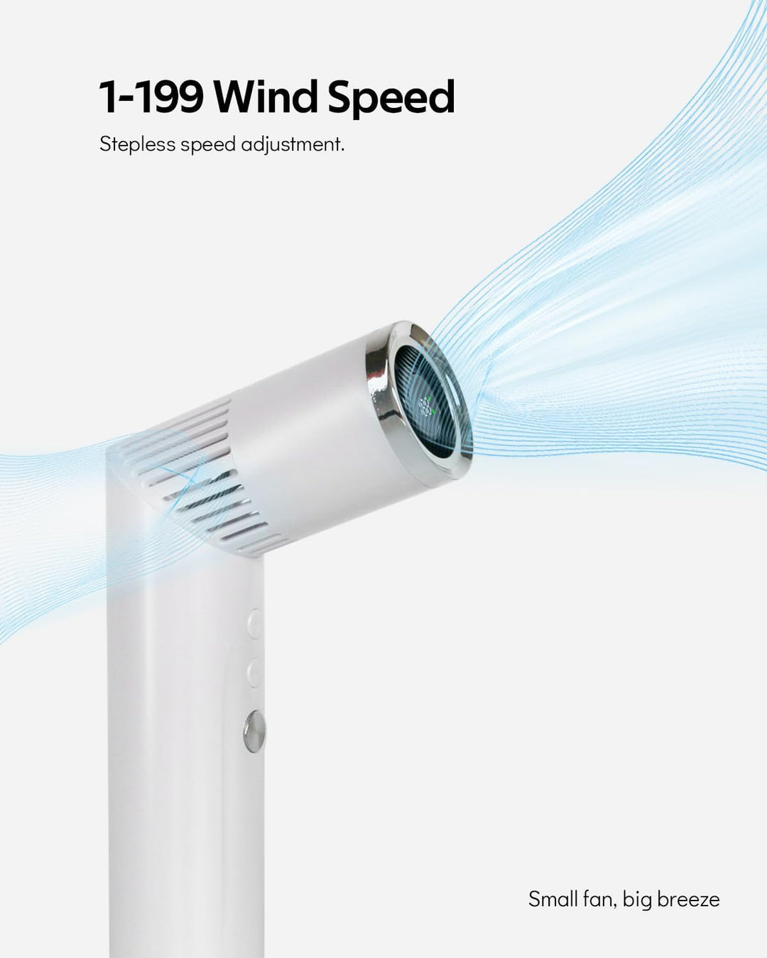 Tragbarer Handventilator, Hand Ventilator Kompakt und Wiederaufladbar, Mini Ventilator mit LED-Displ