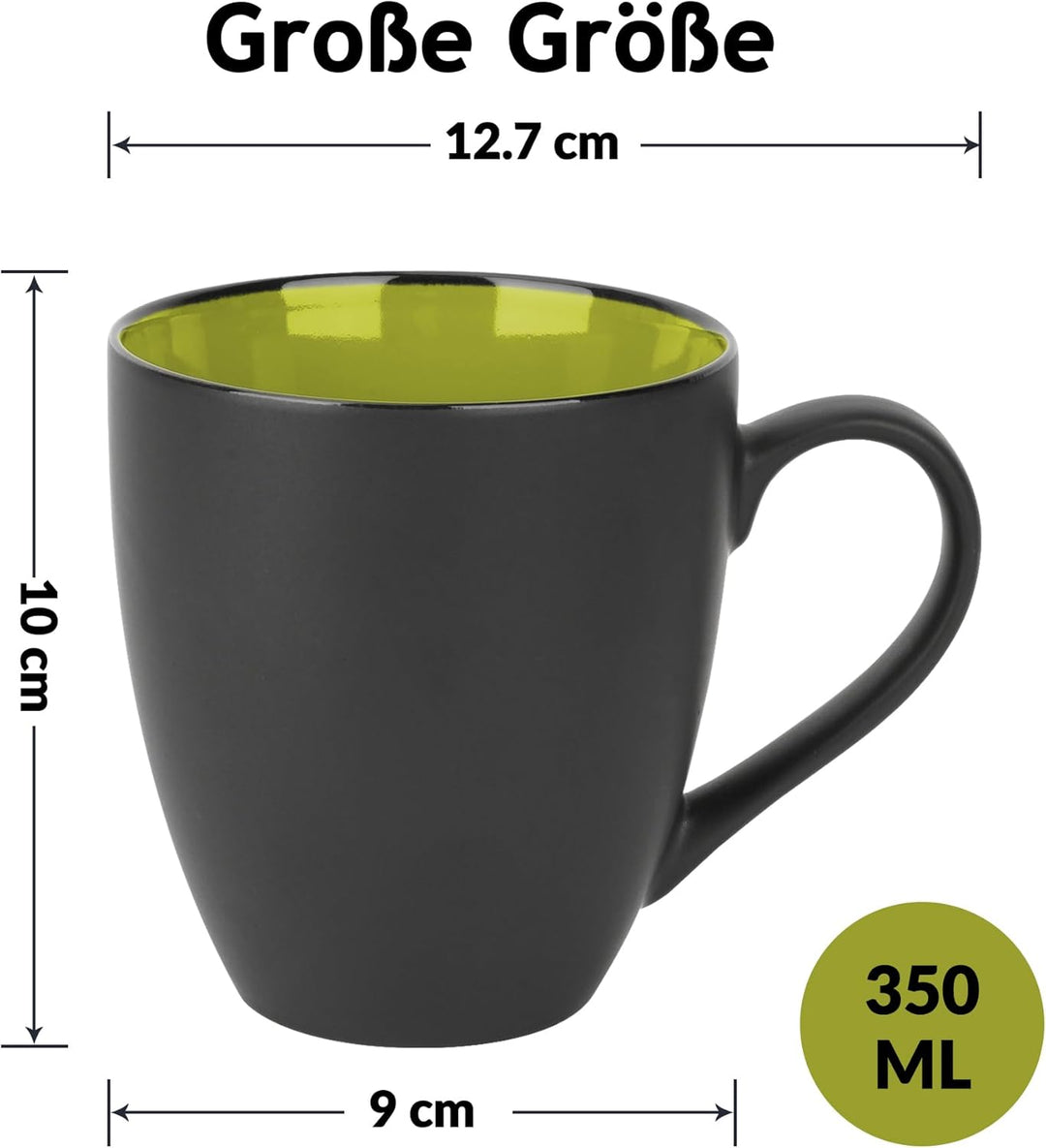 MIAMIO - 6 x 350 ml Kaffeetassen/Kaffeebecher Set - Tassen Set 6er Modern - Le Papillon Kollektion (