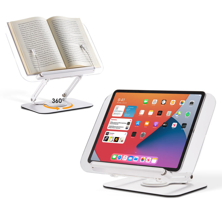 SupeDesk Buchständer, verstellbarer Buchhalter Leseständer mit 360° drehbarer Aluminiumlegierungsbas