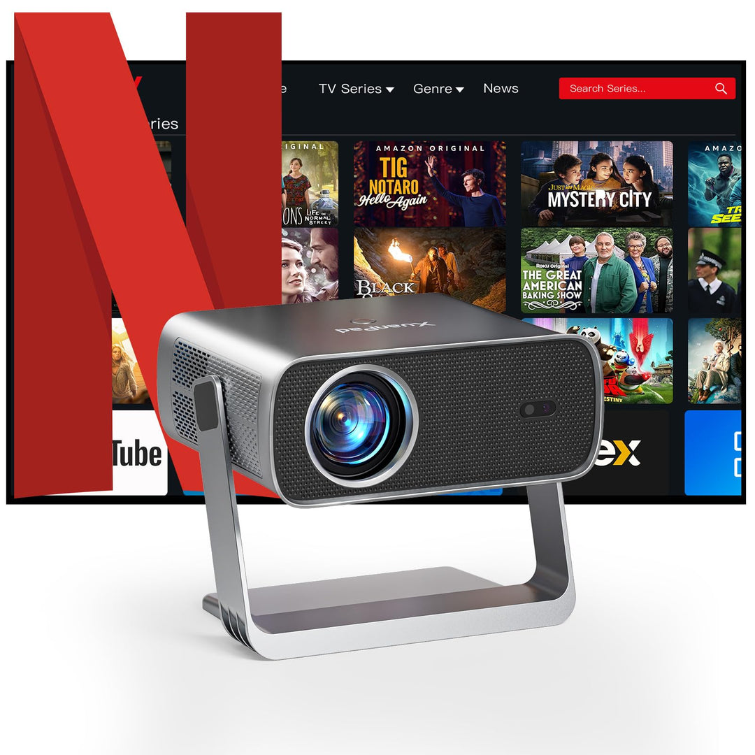 Smart Beamer 4K kompatibel mit Netflix & Dolby Audio, XuanPad 3500 ANSI Beamer mit TOF Autofokus & T