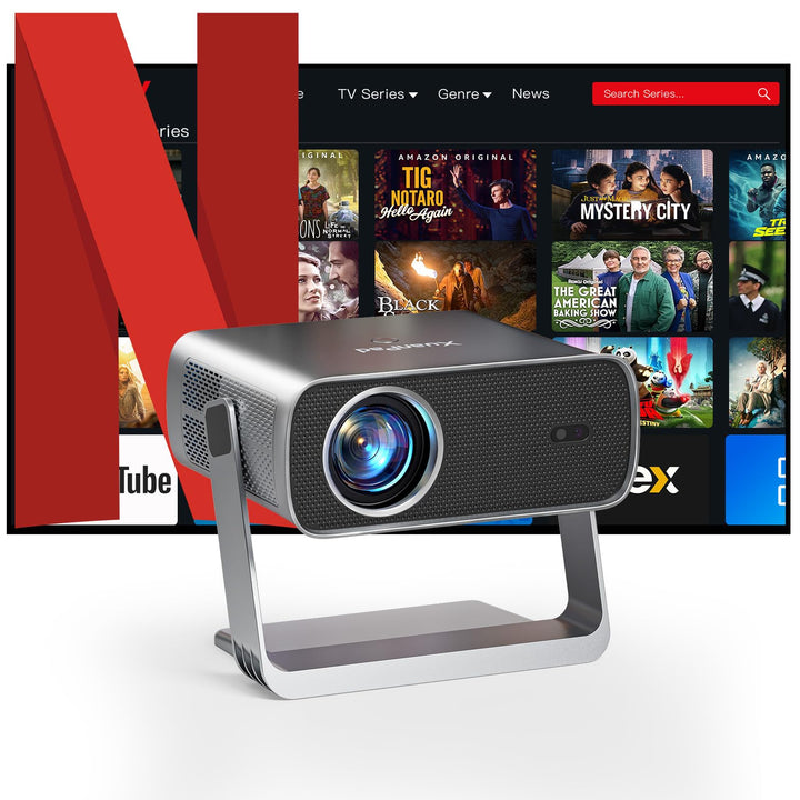 Smart Beamer 4K kompatibel mit Netflix & Dolby Audio, XuanPad 3500 ANSI Beamer mit TOF Autofokus & T