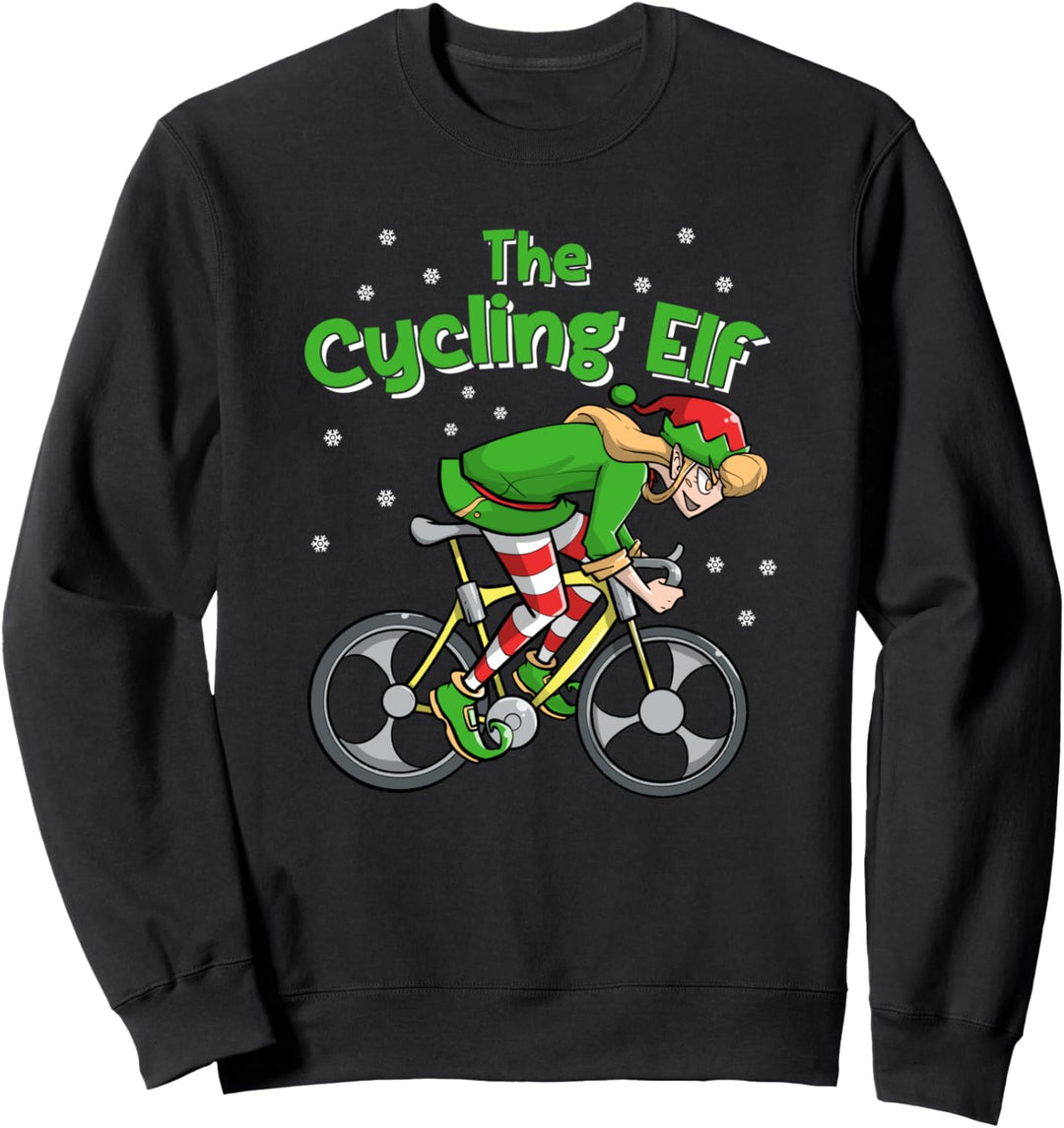Female Cycling Elf | Bike Riding | Bicycle Cyclist Christmas Sweatshirt