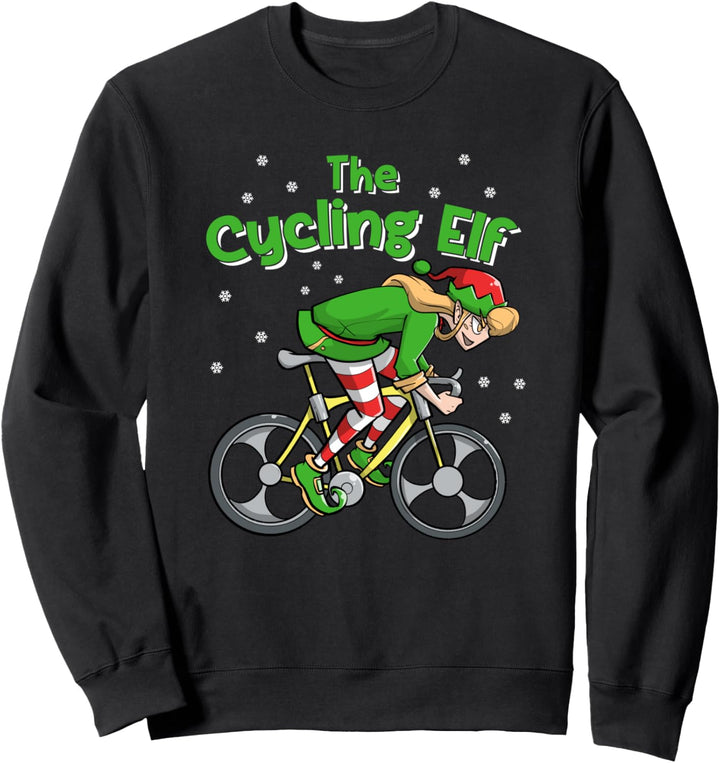 Female Cycling Elf | Bike Riding | Bicycle Cyclist Christmas Sweatshirt