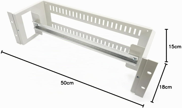 DIGITUS Hutschienenträger 19 Zoll - 3HE - Rückseite mit Kabel-Durchführung - DIN Rail - 390 mm Breit