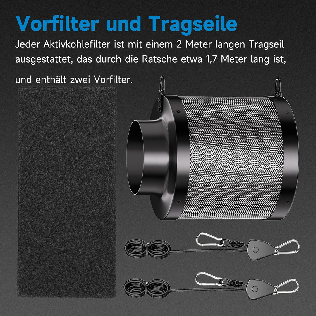 Hon&Guan Aktivkohlefilter Grow 150mm X 200mm, Kohlefilter mit 38mm Dickes RC48 Leichtes Carbon für G