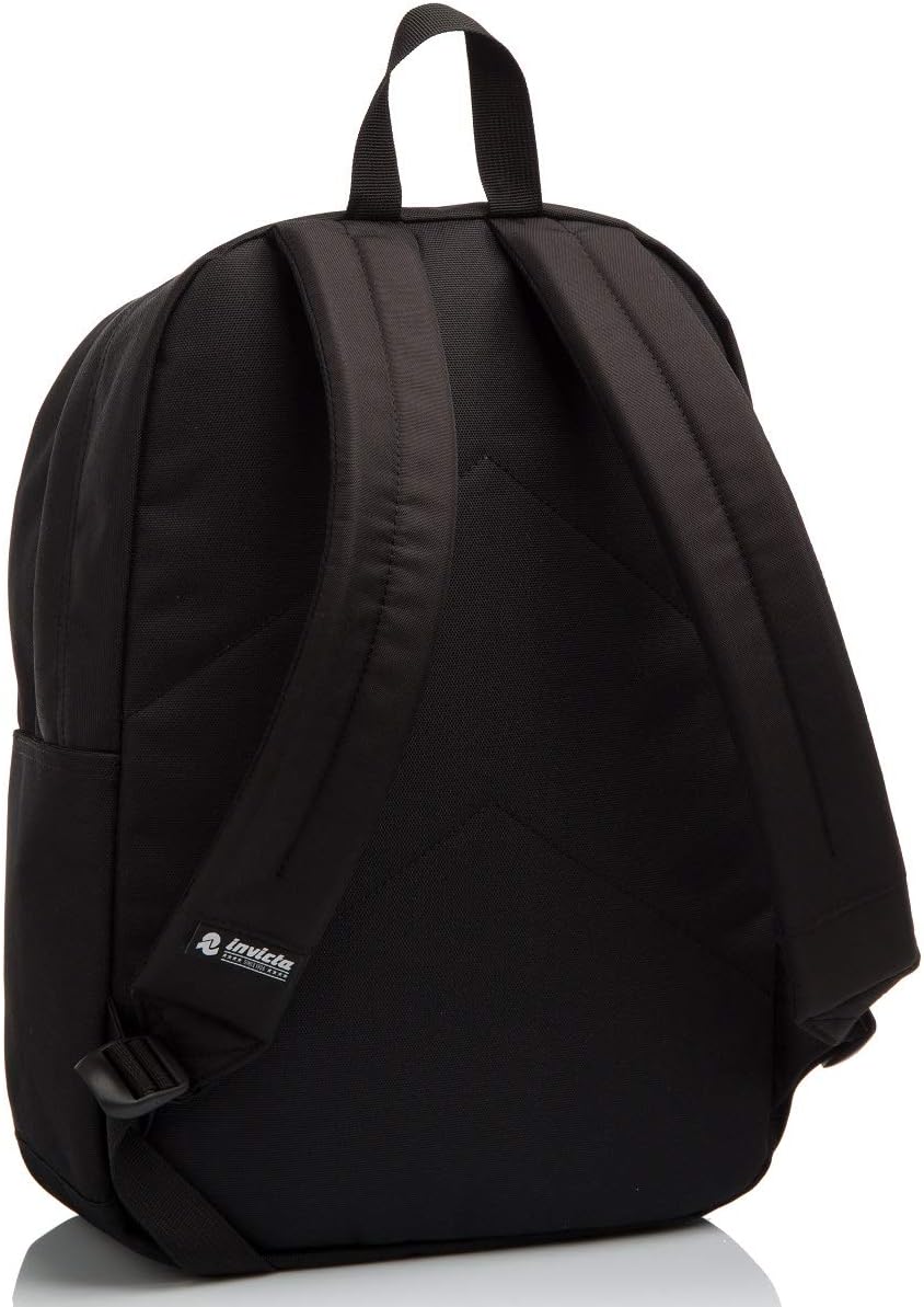 Invicta CARLSON Jet Black, Rucksack aus nachhaltigem Stoff, Geräumige Schultasche für Teenager, Mädc