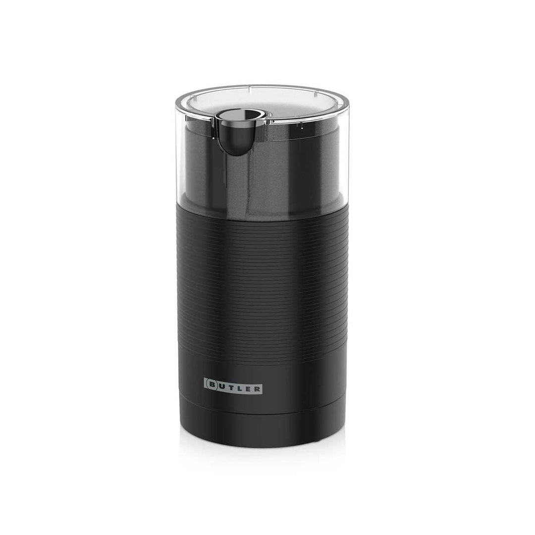 Butler Kaffeemühle - 150W Elektrische Kaffeemühle mit Edelstahlmahlwerk - 70g Mahlbehälter - Schwarz