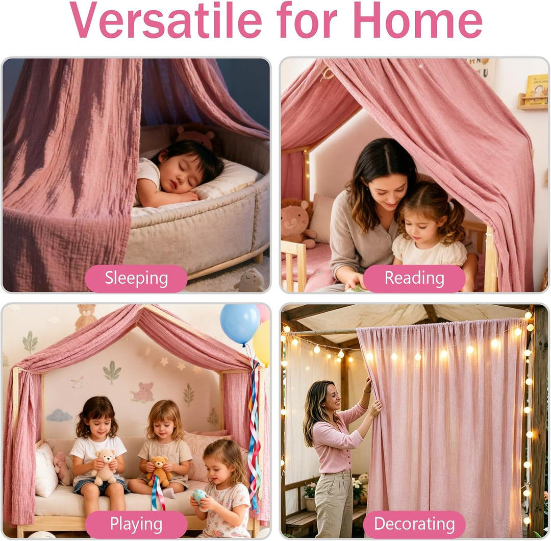 Baldachin aus 100% Baumwolle für Kinderzimmer Betthimmel für Hausbett & Kinderbett Himmelbett Vorhän