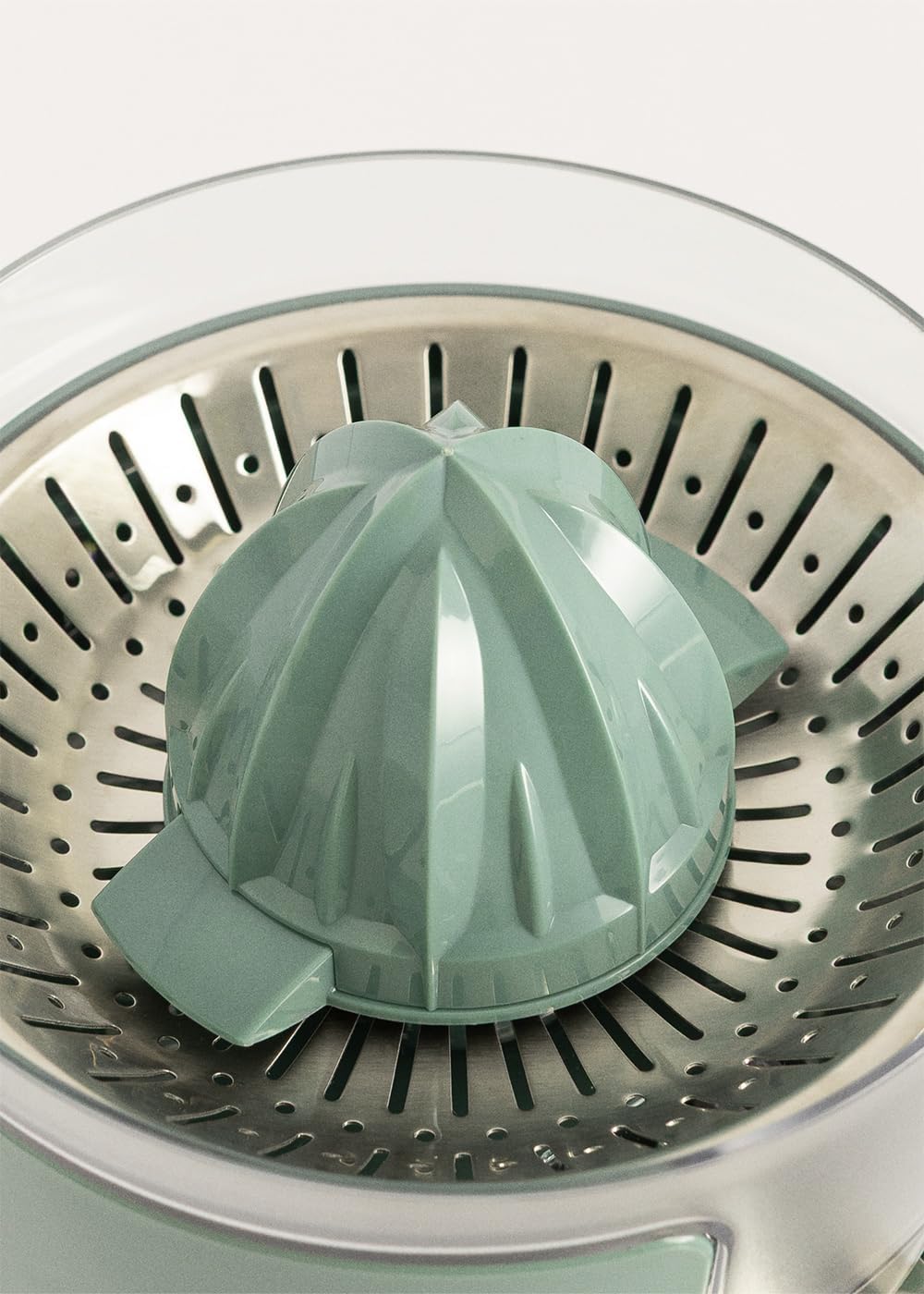 CREATE/JUICER STUDIO/Elektrische Zitruspresse in Salbeigrün/Spritzfrei, 230ml Behälter, Fruchtfleisc