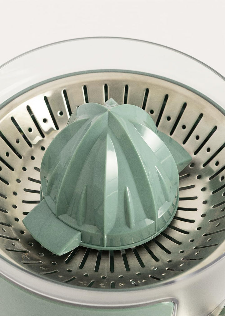 CREATE/JUICER STUDIO/Elektrische Zitruspresse in Salbeigrün/Spritzfrei, 230ml Behälter, Fruchtfleisc