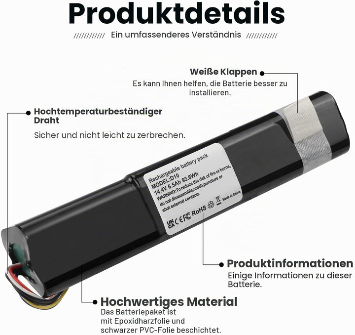 ANTIEE 6500mAh Robot Ersatz Akku für Neato Robotics D8 D9 D10 945-0356 945-0373 905-0596 205-0023 20