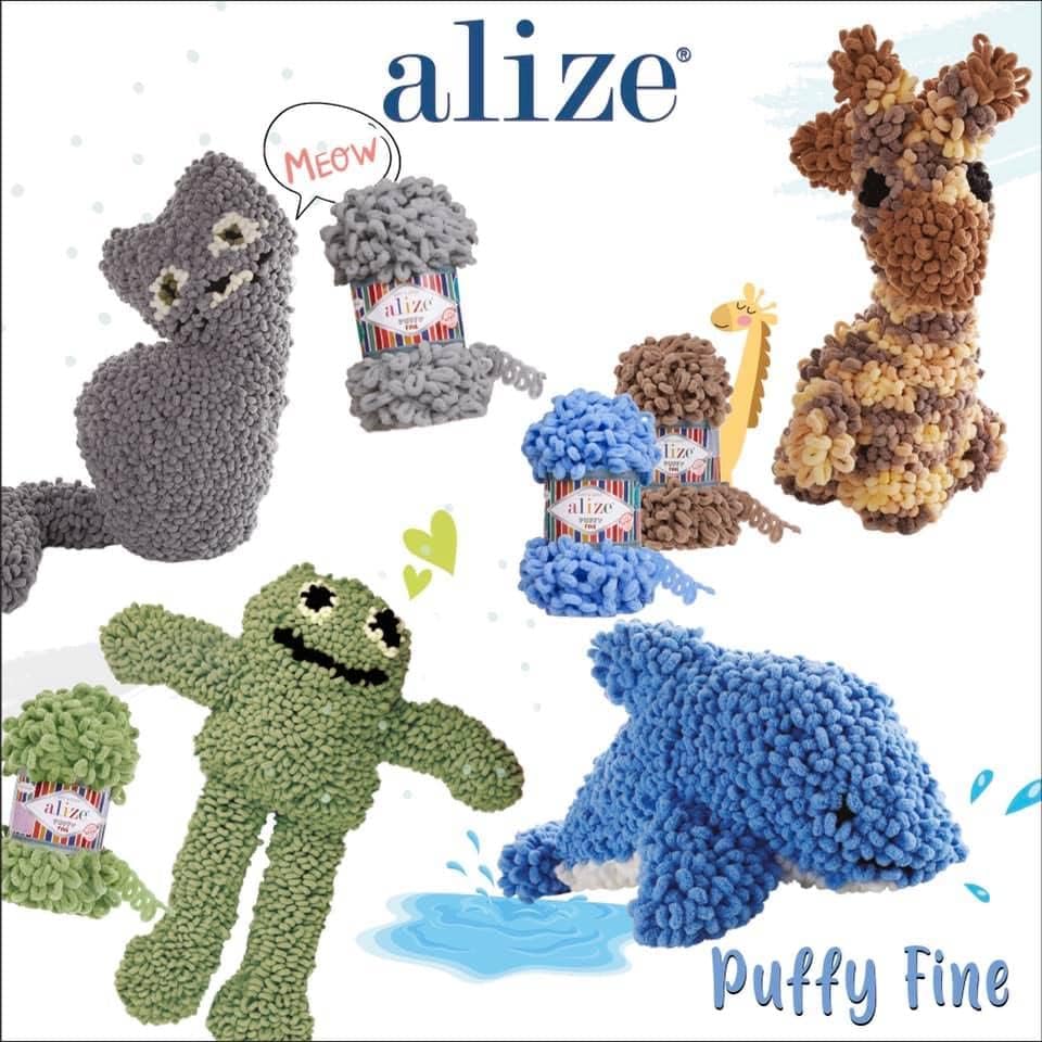 Alize 5x 100g Puffy türkische Wolle Super Bulky Chenillegarn Kuschelweich Babywolle Handstrickgarn z