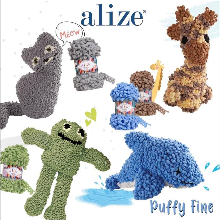 Alize 5x 100g Puffy türkische Wolle Super Bulky Chenillegarn Kuschelweich Babywolle Handstrickgarn z