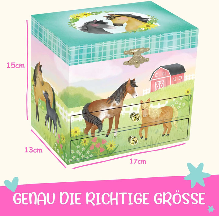 Giggle & Honey Musik Schmuckschatulle - Pferdspielzeug für Mädchen 4-6 Jahre, Geschenke Pferd und Ki