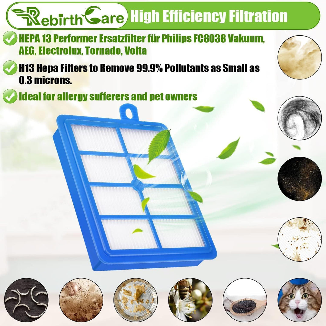Rebirthcare 4 Stück LX7 Filter für AEG LX8 LX9 VX6 VX7 VX8 VX9 AFS1W AEF12 Turbo Cyclonic Staubsauge