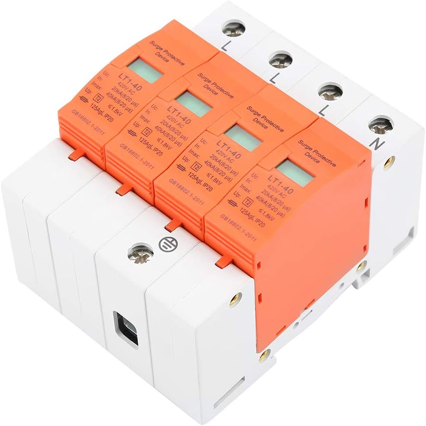 2pcs 4P Überspannungsschutz 40KA für den Haushalt 420V AC Lightning Protector Blitzschutz Surge Prot