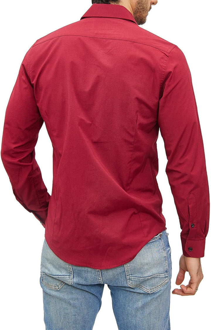 Subliminal Mode - Leicht zu bügeln, Herrenhemd, zweifarbig, einfarbig, Langarm, Slim Fit, Business,