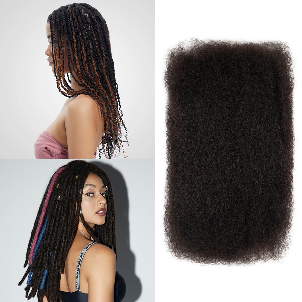 FASHION IDOL Afro Kinkys Bulk Echthaar für Dreadlock Extensions 12 Zoll 1 Packung 50 Gramm Natürlich