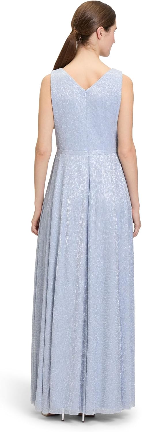 Vera Mont Damen Abendkleid mit Plissee 38 Blau/Weiss, 38 Blau/Weiß