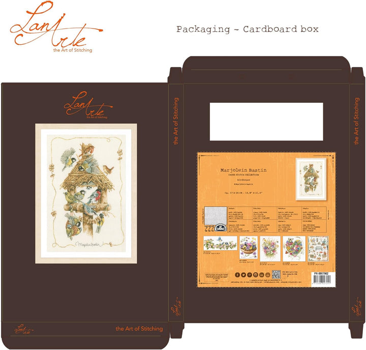 Lanarte PN-0007962 MB Vogelhäuschen I Zählmuster Kreuzstichset, Baumwolle, mehrfarbig, ca. 37 x 54 c