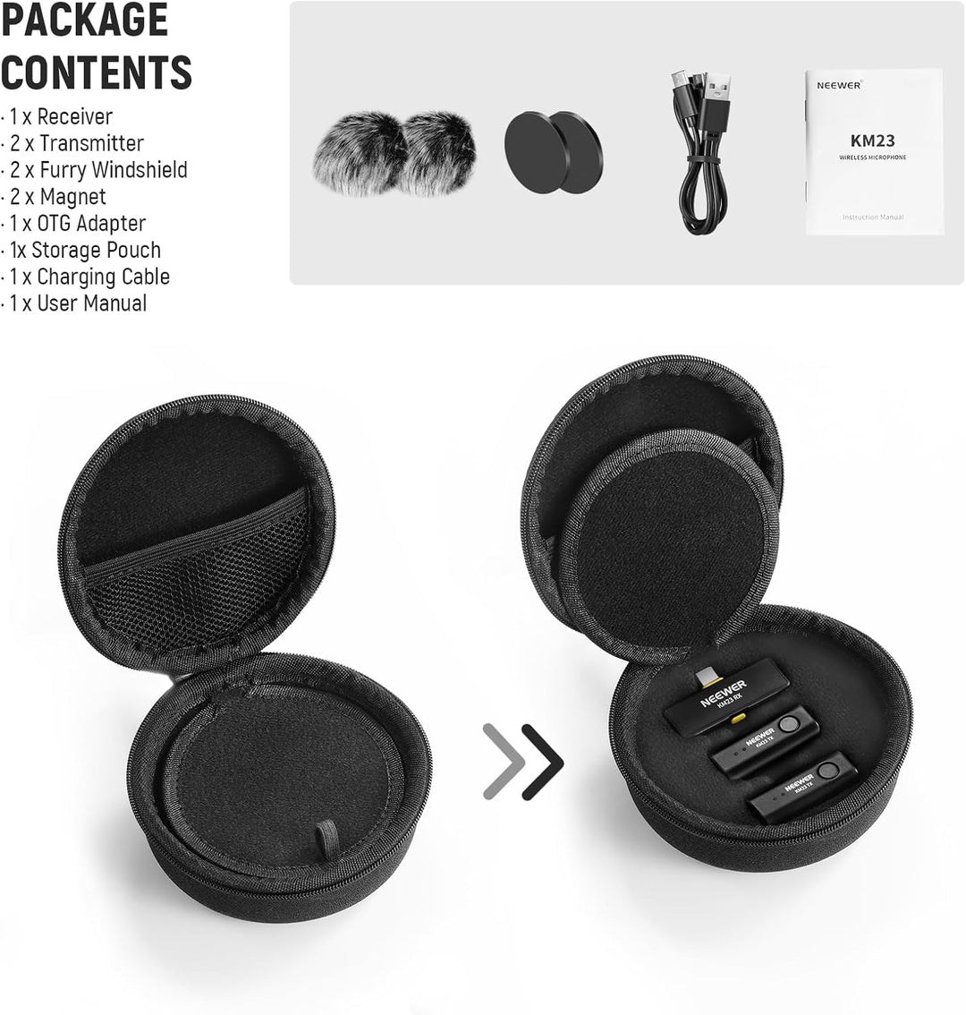 NEEWER Kabelloses Lavalier Mikrofon Set für USB C, omnidirektionales Kondensatormikrofon, kompatibel