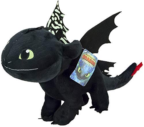 playbyplay HTTYD Dragons, How to Tran Your Dragon 3 Plüschtier Toothless Night Fury, Schwarz, 30 cm,