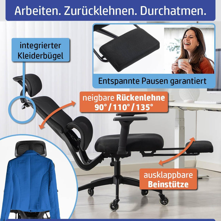 Bürostuhl Schreibtischstuhl | verstellbare Armlehnen &amp; Kopfteil | 6 Modelle | Ergonomisch | stufenlo