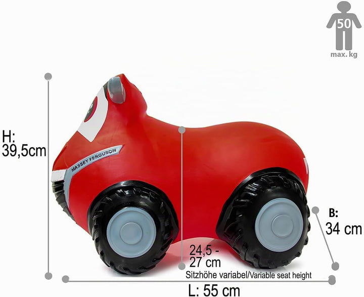 JAMARA 466000 Massey Ferguson Hüpftraktor mit Pumpe-Hüpfer, BPA frei, Pflegeleicht, offiziell lizenz