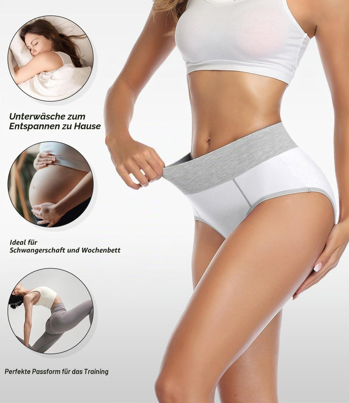 wirarpa Unterhosen Damen Baumwolle Unterwäsche Frauen Taillenslip Hohe Taille Slip 5er Pack 3XL Weis