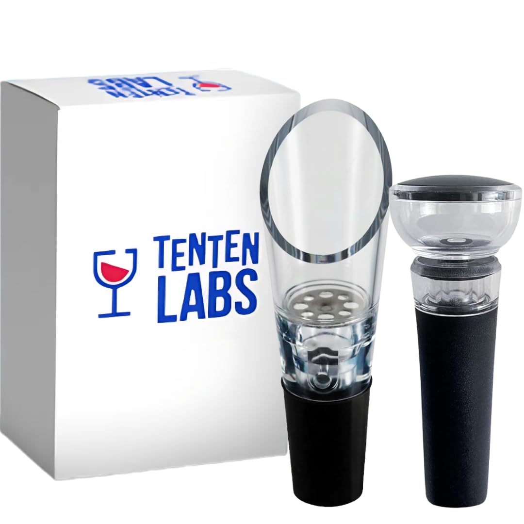 TenTen Labs WeinBelüfter und Weinsparer Vakuumpumpe COMBO – Premium WeinDekanter und Wein Konservier