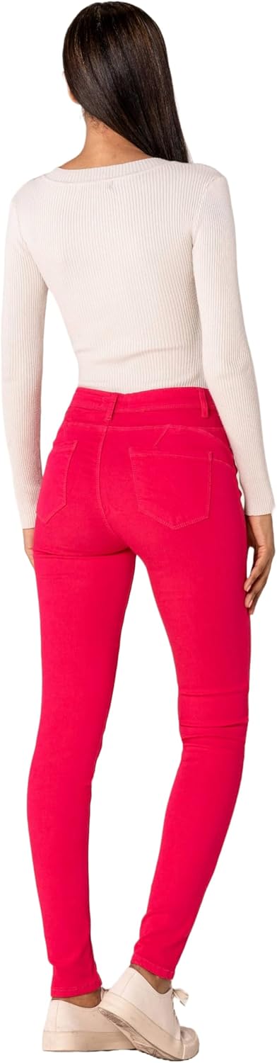 Nina Carter P106 Damen Jeanshosen Slim Fit Push-Up Skinny Jeans Mid-High Waist, XS Slim Himbeere (P1