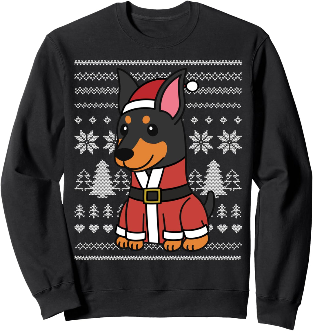 Cartoon Dobermann Lustiger Hund Weihnachten Geschenk Sweatshirt