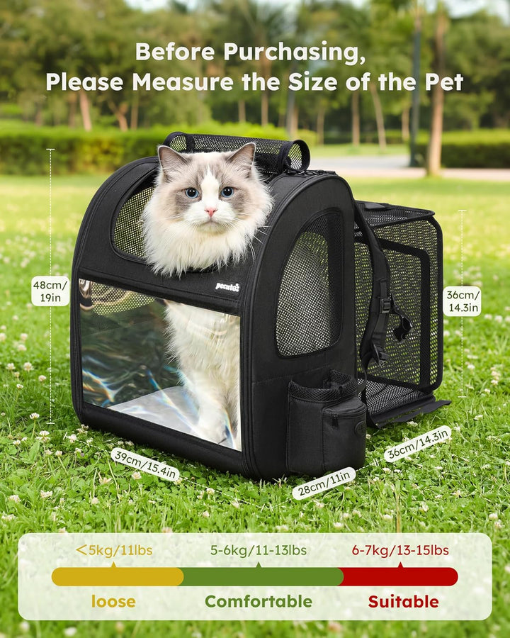 pecute Hunderucksack XL, Erweiterbar Faltbar, Katzenrucksack Grosse Katzen mit Anti-offener Reissver